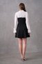 Tulle and Atlas Fabric Design Tie-Up Neckline Detail Flared Mini Evening Dress 214 - 4