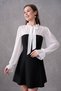 Tulle and Atlas Fabric Design Tie-Up Neckline Detail Flared Mini Evening Dress 214