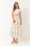 Women's Cream Elastic Waist Floral Embroidered Tulle Detailed Lined Flared Skirt 60283032 - 3