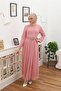 Women's Dipmoda Polka Dot Hijab Dress - Rose Belted Design - 3