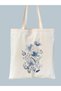 Blue Flower Retro Raw Tote Bag, Pinterest Bag, Shopper Bag