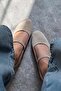 Grace Ankle Tie Genuine Leather Suede Women's Shoes Beige