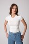 Women's T-Shirt Lycra Slim Fit Short Sleeve Crew Neck White Basic - 2503 - 6