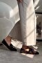 Celina Front Lace-Up Detail Genuine Leather Suede Women's Flats Brown - 2
