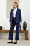 Half Ribbed Front Trousers Midnight Blue - 2