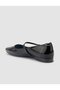 100% Genuine Leather Black Patent Leather Women's Ballerinas - 5