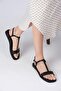 Lydia Black Color Women's Flat Sandals - 2