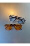 Nantes with Blue Glass Leopard Print Unisex Thin Double Bridge Sunglasses - 7