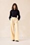 High Waist Wide Leg Palazzo Trousers Cream 7577