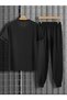 Men's Black T-Shirt Black Summer Tracksuit Set - 2