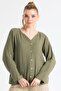 Long Sleeve Pearl Summer Muslin Shirt Khaki Hk