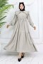 Baby Collar Buttoned Dress Stone Color 2274
