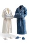 Deep Family Bathrobe Set 100% Organic Cotton Embroidered Cream/Blue - M/L - 2