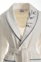 Deep Family Bathrobe Set 100% Organic Cotton Embroidered Cream/Blue - M/L - 4