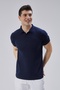 Men's Navy Blue 100% Cotton Polo Neck Short Sleeve Knitwear Sweater Trist-7107 - 2