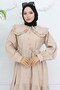 Baby Collar Buttoned Dress Beige 2274 - 2