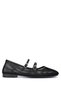 Women's Leather & Textile Black Ballerina Shoes