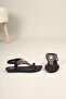 Carina Round Stone Sandals with Elastic Back Black - 8