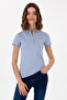Women's Light Blue Basic Polo Neck T-Shirt 50305764 -Vr003