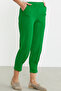 Crepe Trousers with Ruched Detail - Green - 3