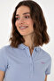 Women's Light Blue Basic Polo Neck T-Shirt 50305764 -Vr003 - 3