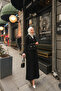 Women's Gold Button Detailed Skirt Suit Black - 2