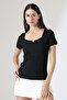 Women's Square Neck Trend Knitwear T-Shirt - 2