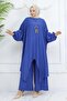 Long Tunic Loose Double Suit Cobalt Blue Model 4765 - 4