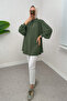 Stone Decorated Balloon Sleeve Shirt 2284 - Khaki - 3