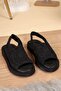 Elastic Knitted Sandals Black - 6