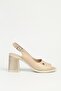 Beige Women's Leather Heeled Shoes Pc-54602