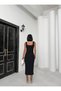 Square Neck Button Midi Dress - 4