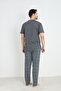 Men's Crew Neck Short Sleeve Pocket Summer Pajama Set 100% Cotton - 2