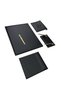 Classic Faux Leather 6 Piece Black Desk Mat Set with Pens - 4