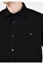 Regular Fit Shirt Neck Plain Men's Black Long Sleeve Shirt - 4