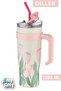 Languages Quencher Cup 1200 ml Stainless Steel Thermos with Straw/Comfortable Drinking Handle -Ffdıllerd9120