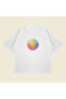 تي شيرت قطني سميك مطبوع عليه Rainbow Daisy مقاس كبير للجنسين من القطن القابل للتنفس