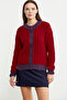 Sequin Detailed Wool Knitwear Cardigan - Red - 2