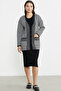 Oversize Pocketed Honeycomb Motif Knitwear Jacket - Black