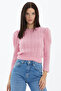 Balloon Sleeve Braided Knitwear Sweater Pink - 2