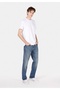 045 David Regular Fit Mid Waist Straight Leg Men's Blue Jean Trousers - 3