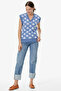 V-Neck Floral Motif Knitwear Sweater - Blue - 2