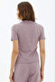 Polo Neck Short Sleeve Knitwear Sweater - Rose - 4