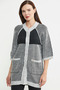Short Sleeve Snap Fastener Long Wool Knitwear Cardigan - Gray