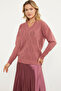 V-Neck Motif Knitwear Sweater - Rose - 4