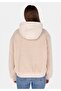 Regular Fit Hooded Zippered Lined Fur Women's Beige Coat - 2