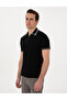 Black Slim Fit 100% Cotton Zippered Polo Collar T-Shirt 50302607-Vr046 - 3