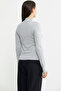 Gray Knitwear Sweater - Glitter Detailed, Stand Collar - 5