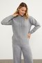 Crew Neck Zik Zak Motif Knitwear Sweater - Gray - 4