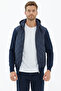 Hooded Zippered Quilted Knitwear Coat Navy Blue - 2
